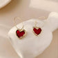 Boucles d'oreilles créoles Coeurs rouges, bijou en plaqué or et en émail