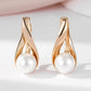 Boucles d'oreilles perles nacrées, bijou en plaqué or rose 585 (14 carats)