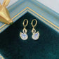 Boucles d'oreilles Cygnes blancs, bijou en alliage plaqué or 585 (14 ct) et en zircons naturels