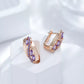 Boucles d'oreilles serties de zircons mauves, bijou en plaqué or rose 585 (14 carats) et en zircons naturels