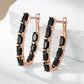 Boucles d'oreilles zircons noirs, bijou en plaqué or et en zircons naturels