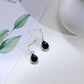 Boucles d'oreilles Goutte pierre noire, bijou en alliage plaqué argent