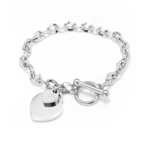 Bracelet à breloques duo de coeurs, bijou en acier inoxydable