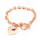 Bracelet à breloques duo de coeurs, bijou en acier inoxydable plaqué or rose