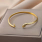 Bracelet jonc serpent, bijou en acier inoxydable doré