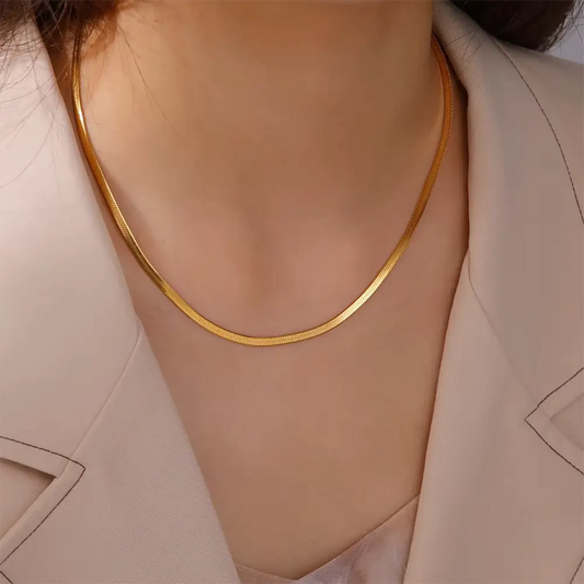 Chaîne maille chevron, bijou en acier inoxydable doré