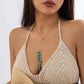 Collier en pierre bleue, bijou en alliage plaqué or et en pierre naturelle