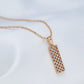 Collier pendentif géométrique, bijou en plaqué or rose et en zircons naturels