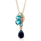 Collier Blue, bijou en alliage plaqué or 585 (14 carats) et en zircons naturels