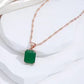 Collier pendentif pierre verte, bijou en plaqué or rose 585 (14 carats) et en zircon naturel