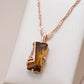 Collier pendentif en zircon marron, bijou en alliage plaqué or rose et en zircon naturel