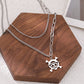 Collier duo de chaînes et pendentif pirate, bijou en acier inoxydable argenté