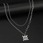Collier duo de chaînes et pendentif pirate, bijou en acier inoxydable argenté
