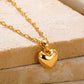 Collier Coeur avec chaîne maille Lips, bijou en acier inoxydable doré