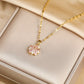 Collier Sakura, bijou en acier inoxydable plaqué or, cristaux et zircons