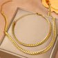 Parure de bijoux collier et bracelet, chaîne maille cubaine, bijoux en acier inoxydable doré