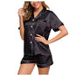 Ensemble de pyjama courtes manches, en satin noir