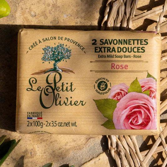 Le Petit Olivier - savon extra doux au parfum de rose (2 x 100 g)