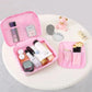 Trousse de maquillage de voyage, rose, à motif animalier de licornes
