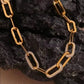 Collier ras-du-cou Maillons XL avec Zircons, bijou en acier inoxydable doré
