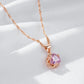 Collier zircon facetté rose, bijou en plaqué or rose 585 (14 carats) et en zircon naturel
