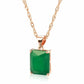 Collier pendentif pierre verte, bijou en plaqué or rose 585 (14 carats) et en zircon naturel