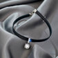 Collier ras-du-cou en cuir avec pendentif en zircon, bijou en plaqué argent