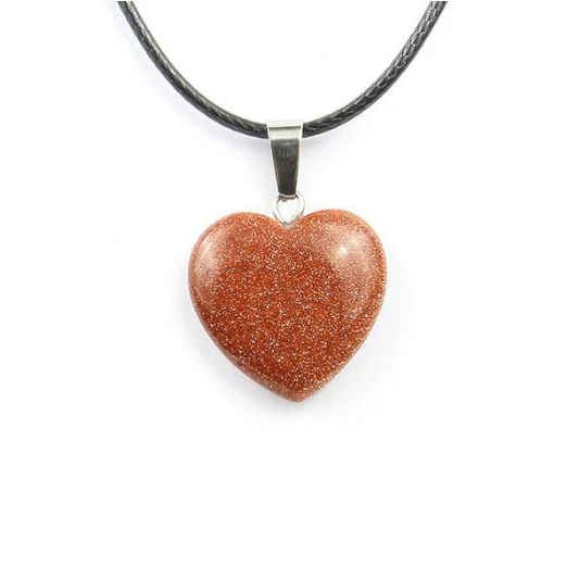 Collier pendentif Coeur en pierre de sable, bijou en pierre naturelle