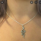 Collier pendentif Serpent, bijou en acier inoxydable argenté