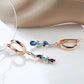 Boucles d'oreilles Zircons bleus, bijou en plaqué or rose et en zircons naturels