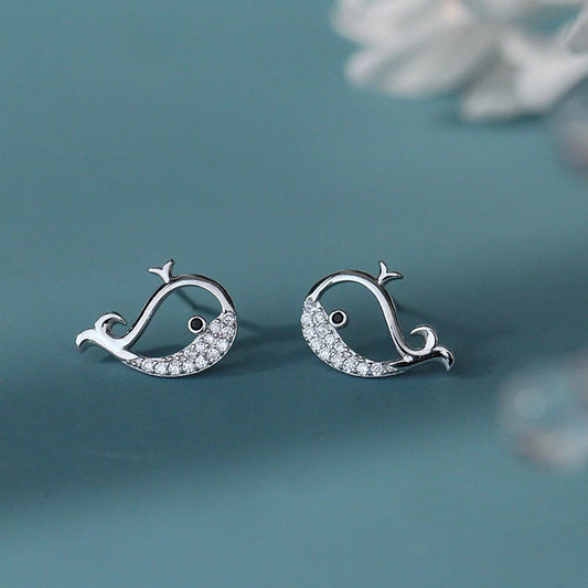 boucles d'oreilles baleines avec zircons blancs