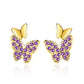 boucles d'oreilles papillons avec zircons mauves