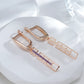 Boucles d'oreilles pendantes zircons mauves, bijou en plaqué or rose et en zircons naturels