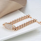 Bracelet pavé de zircons blancs, bijou en plaqué or rose 585 (14 carats) et en zircons naturels