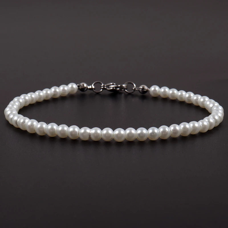 Bracelet de perles beige ivoire, bijou en acrylique