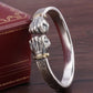 Bracelet Poings, bijou punk pour hommes, en plaqué or et argent