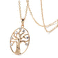 Collier Arbre de Vie, bijou en alliage plaqué or rose et en zircons naturels