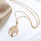Collier Arbre de Vie, bijou en alliage plaqué or rose et en zircons naturels