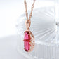 Collier Tourmaline rose, bijou en alliage plaqué or 585 (14 carats) et en zircon naturel