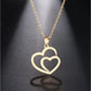 Collier pendentif Duo de coeurs, bijou en acier inoxydable doré