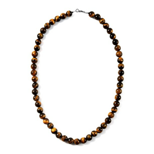 Collier spirituel Oeil de Tigre, bijou chakra en pierre naturelle