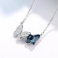 Collier Duo de papillons, bijou en alliage plaqué argent 925 et zircons naturels