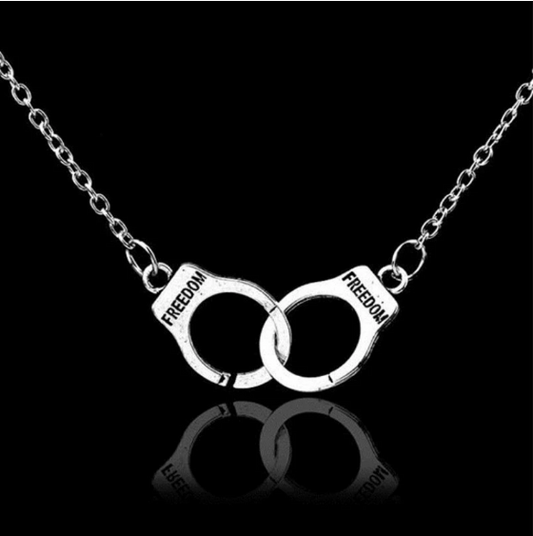 Collier Menottes, ras-du-cou, bijou en acier inoxydable argenté