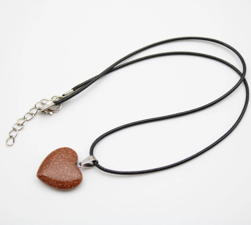 Collier pendentif Coeur en pierre de sable, bijou en pierre naturelle