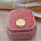 Collier disque et zircons, bijou en plaqué or rose et en zircons naturels