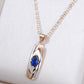 Collier Zircon bleu, bijou en alliage plaqué or 585 (14 carats) et en zircon naturel
