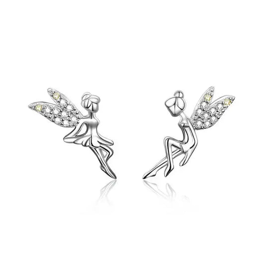 Boucles d'oreilles Fées, bijou en plaqué argent et zircons naturels